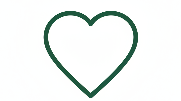 dark green heart outline with white background
