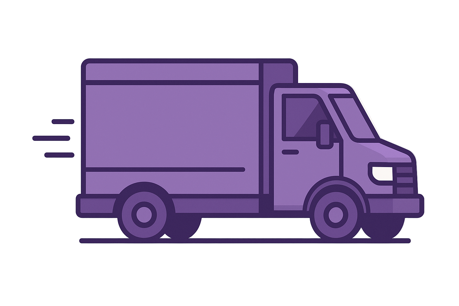 picture of delievry truck vector style purple